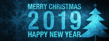 Merry Christmas 2019 Happy New Year Special Blue Banner Background