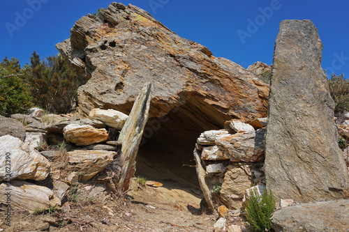 Fotomural Neolithic burial chamber, cave-dolmen of la riera de la Quarantena, Alt Emporda,