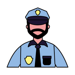 Wall Mural - policeman employee labor on white background