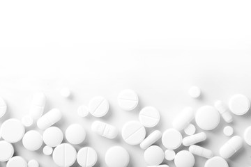 pharmacy theme, white medicine tablets antibiotic pills.
