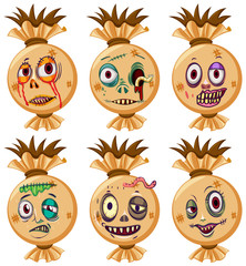 Sticker - Set of halloween faces