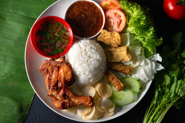 Poster - nasi lemak kukus with thigh malaysian local food top down