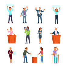 People Involved In Election Process Vector Flat Illustration