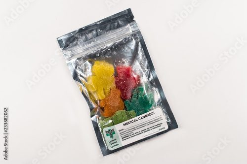 Fotomural Medical Cannabis Gummies in Colorful Packaging