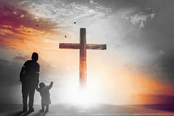 Wall Mural - christmas concept: cross of jesus christ