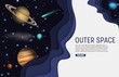 Vector paper cut outer space web banner template