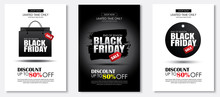 Set Of Black Friday Sale Flyer Template. Use For Poster, Newsletter, Shopping, Promotion, Advertising.