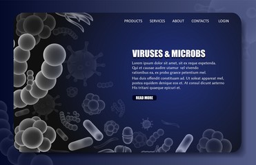 Wall Mural - viruses and microbes landing page website vector template