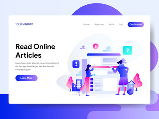 Landing page template of Read Online Articles Concept. Modern flat design concept of web page design for website and mobile website.Vector illustration