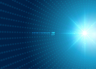 Wall Mural - abstract technology concept with blue neon radial light burst effect blue dots pattern futuristic pe