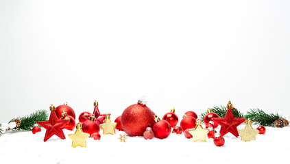 Wall Mural - Red christmas holidays decoration on a white background