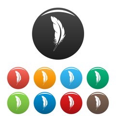 Wall Mural - tattoo feather icons set 9 color vector isolated on white for any design