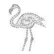 Flamingo standing from abstract futuristic polygonal black lines and dots. Vector illustration.