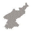North Korea map abstract schematic from black ones and zeros binary digital code. Vector illustration.