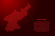 North Korea map abstract schematic from red ones and zeros binary digital code for banner, poster, greeting card. Vector illustration.