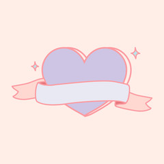 Wall Mural - Cute pastel purple heart shape emblem vector