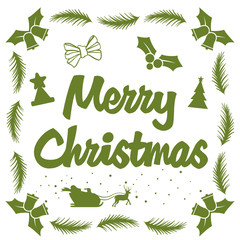 Aufkleber - Merry Christmas. Christmas calligraphy. Handwritten modern brush lettering. Hand drawn design elements. sticker Set quotes with snowflakes, snowman, santa claus, candy, sweet candy, cookies. Vector.