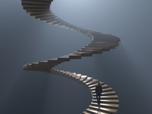 Man Climbs The Spiral Staircase