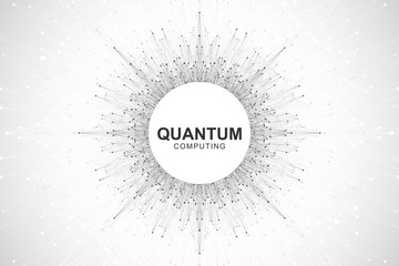 quantum computer technology concept. deep learning artificial intelligence. big data algorithms visu