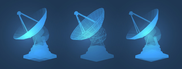 Sticker - abstract vector. Radio antenna. astronomy and space research