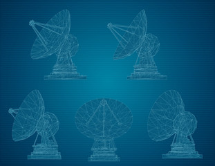 Wall Mural - vector set. radio antenna. astronomy and space research