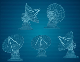 Wall Mural - vector set. radio antenna. astronomy and space research