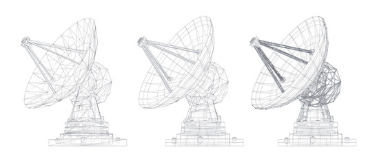 Wall Mural - vector set. radio antenna. astronomy and space research