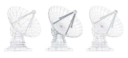 Wall Mural - vector set. Radio antenna. astronomy and space research