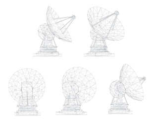 Wall Mural - vector set. radio antenna. astronomy and space research