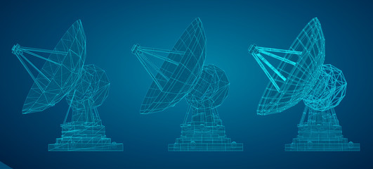 Wall Mural - vector set. radio antenna. astronomy and space research
