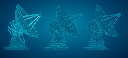 Wall Mural - vector set. radio antenna. astronomy and space research