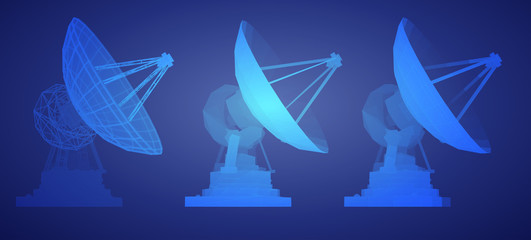 Wall Mural - vector set. radio antenna. astronomy and space research