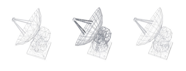 Wall Mural - vector set. radio antenna. astronomy and space research