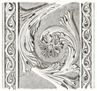 Single very detailed ornament of the architectonic module in the Porte des valois (Valois gate) Saint-Denis basilica Paris France. By unidentified author published on Magasin Pittoresque Paris 1839