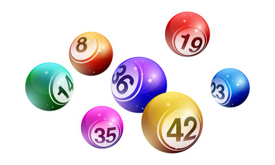 Wall Mural - Vector crystal bingo lottery number balls set isolated on white background