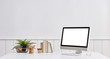 © UnitedPhotoStudio - Modern computer screen desk and book object office room.