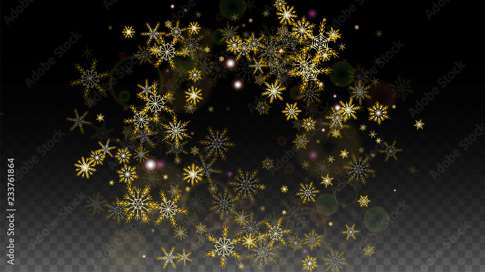 Christmas Vector Background with Gold Falling Snowflakes Isolated on ...
