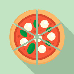 Sticker - Four cheeses pizza icon. Flat illustration of four cheeses pizza vector icon for web design