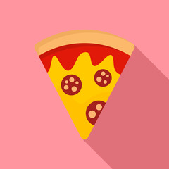 Sticker - Salami pizza slice icon. Flat illustration of salami pizza slice vector icon for web design