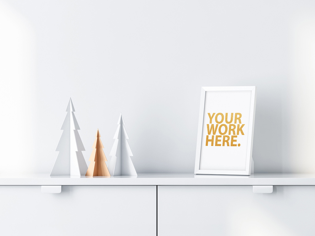 Download White Frame On Shelf Mockup Stock Template Adobe Stock