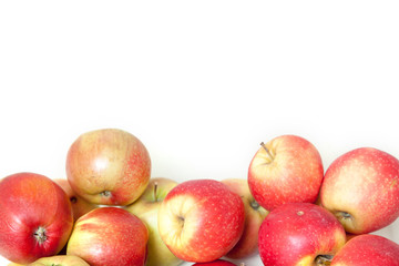 Bunch of red ripe apples on white background