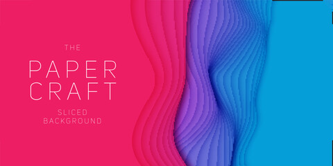 Wall Mural - vector 3d abstract background with paper cut neon shape. colorful carving art. paper craft antelope 