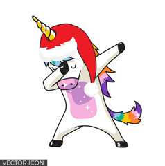 CHRISTMAS DABBING UNICORN WEARING SANTA HAT