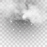 Fototapeta Na sufit - Snow and wind on a transparent background. White gradient decorative element.vector illustration. winter and snow with fog. wind and fog.