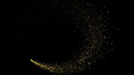 Wall Mural - Abstract holiday background with shining gold sparkling particles on black. 4K motion graphic.