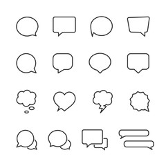 Vector image set of speech bubble line icons.