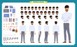 © Dmytro - Front, side, back view animated character. Manager character creation set with various views, hairstyles, face emotions, poses and gestures. Cartoon style, flat vector illustration.People