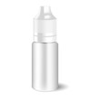 Blank white vape liquid dropper bottle with white cap. Medicine jar for eye drops. HQ EPS illustration mockup template.