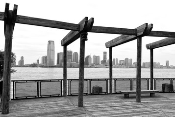 Sticker -  New Jersey City cityscape. Jersey City in New Jersey view on from Manhattan.