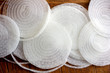 © Andrew Scrivani - Close up of onion slices on a wooden table